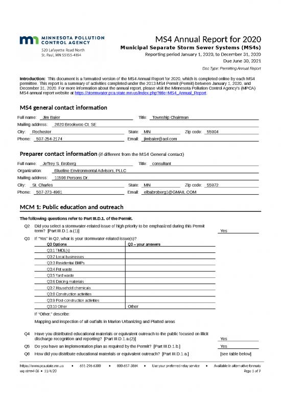 picture Word Document Report Template 29030 | Marion Township 2020 Ar 2 1