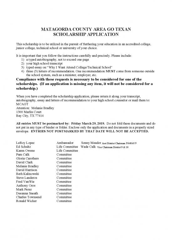 picture Go Texan Scholarship Id 27938 | Matagorda Area Go Texan