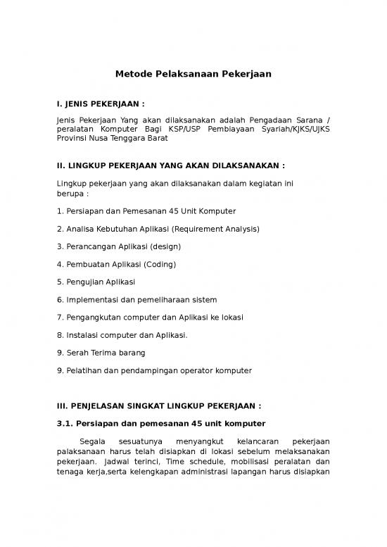 Download File DOCX - Metode Pelaksanaan Pekerjaan Id 27410 - Metode Pelaksanaan Proyek