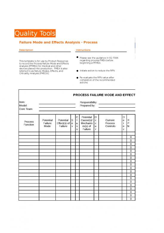 Excel Sheet Download 28022 | Process Fmea Pfmea Template