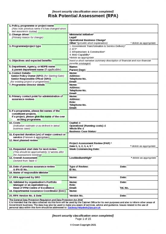 picture Business Leaflet Template Free 28821 | Risk Potential Assessment Form V0 October 2021