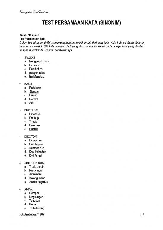 Test Sinonim Persamaan Kata