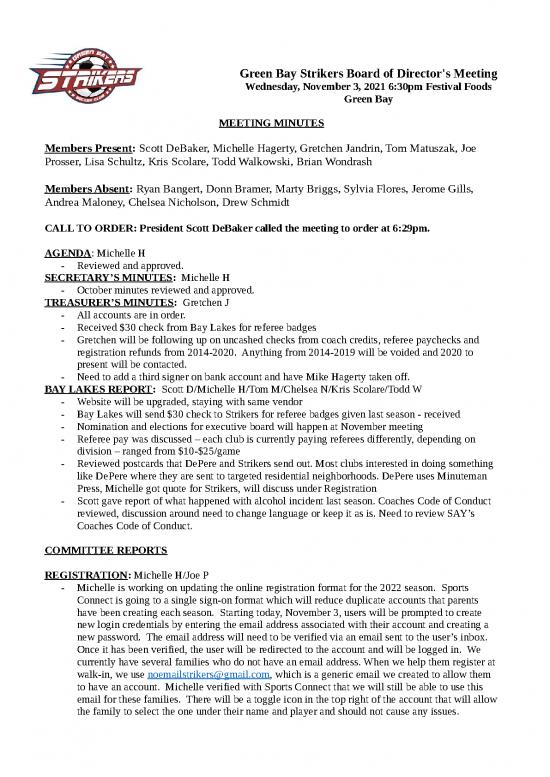 picture Report Template Doc 29514 | 11 Strikers Meeting Minutes