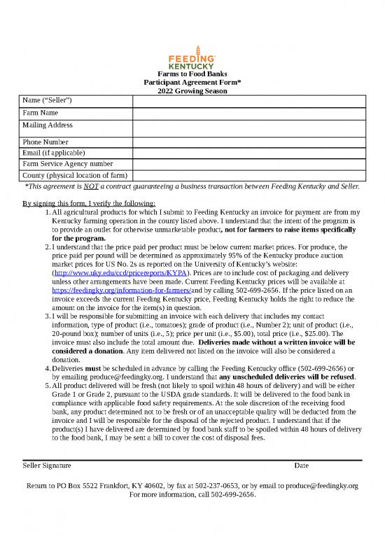 picture Business Spread Sheet 30382 | 2022 Participant Agreement Template For Farmers
