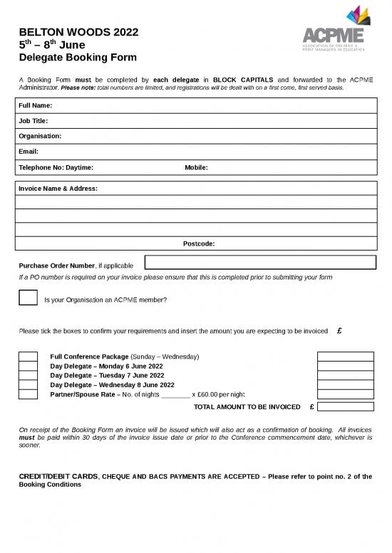 picture Receipt Template Word 30499 | Acpme 2022 Delegate Booking Form