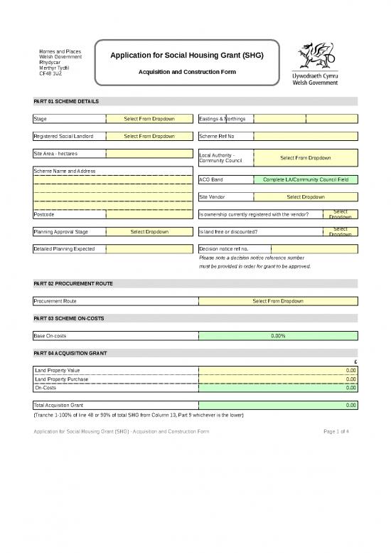 picture Construction Form Excel 31586 | Appendix 6 Acquisition And Construction Form