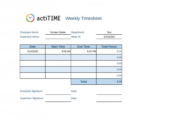 Weekly Timesheet Template Excel Free Download 30980 | Basic Weekly ...