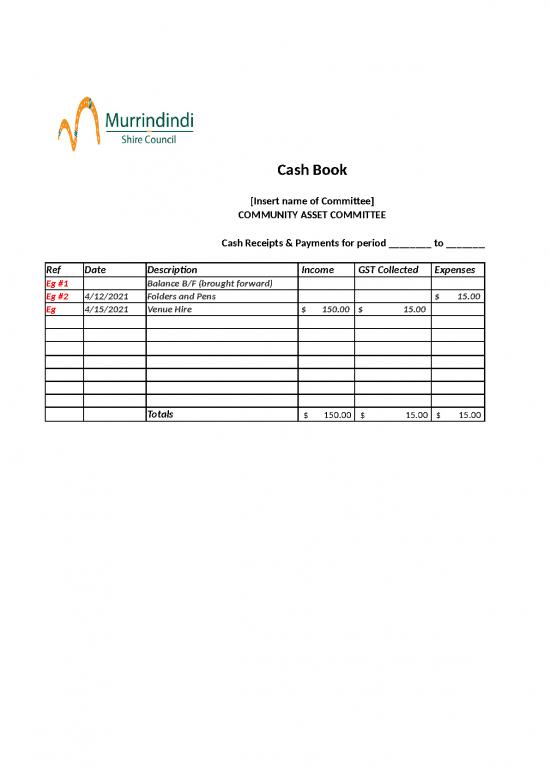 picture Cash Book Format In Excel Free Download 31170 | Community Asset Committee Forms Templates Form 6 Cash Book