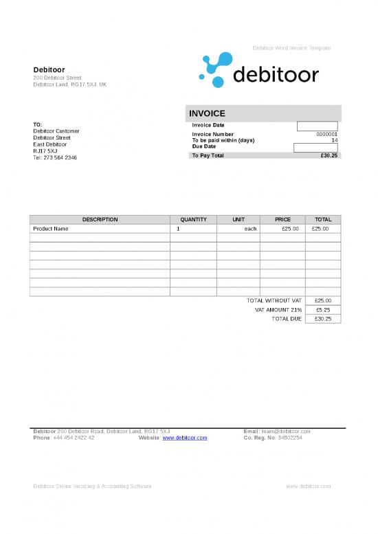 picture Invoice Word 30355 | Debitoor Word Invoice Template