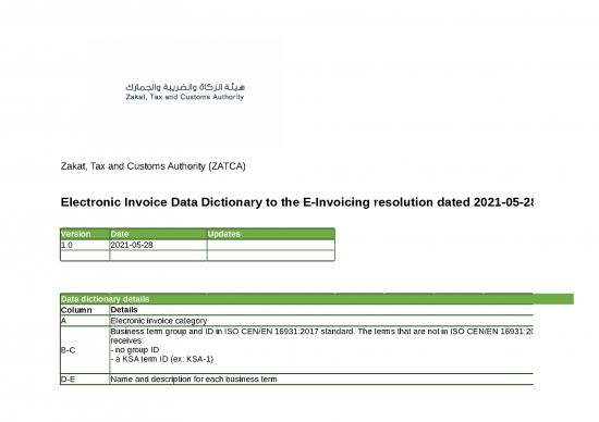 Excel Sheet Download 31307 | Einvoice Data Dictionary
