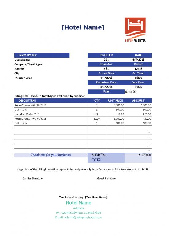 picture1_Billing Format In Excel Free Download 30920 | Hotel Invoice Sample 7