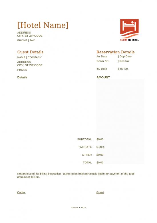 picture Billing Format In Excel Free Download 30921 | Hotel Invoice Sample 9
