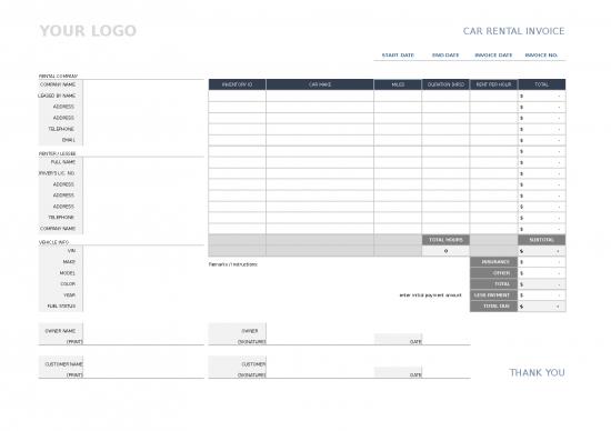 picture Excel Sheet Download 31234 | Ic Car Rental Invoice 9174