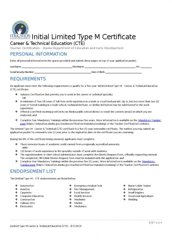 Work Spreadsheet 31325 Limited Type M Cte Checklist