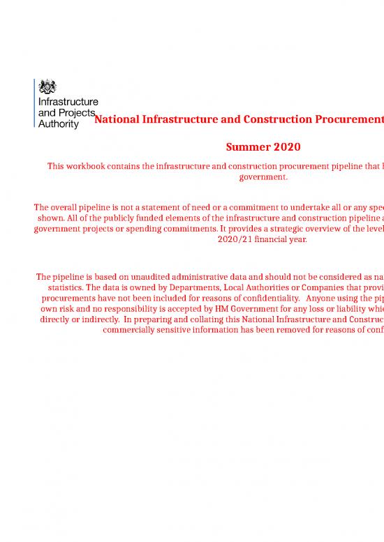 picture Excel Statement Template Free Download 31546 | National Infrastructure And Construction Procurement Pipeline Summer 2020