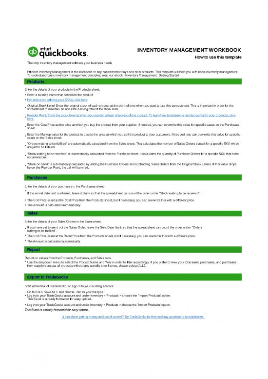 picture Excel Sheet Download 31261 | Qbo Inventory Management Template