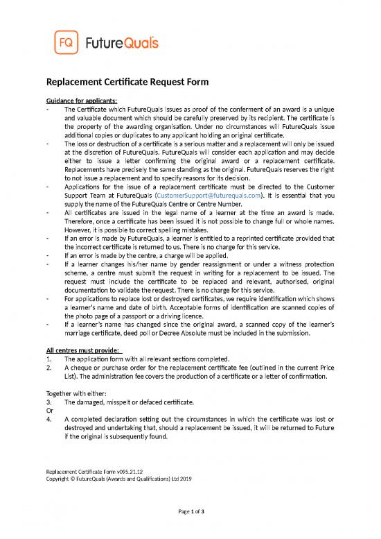 picture Certificate Word Format 30214 | Replacementcertificaterequestform