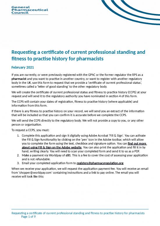 picture Certificate Word Format 30265 | Requesting A Certificate Of Current Professional Standing And Fitness To Practise History For Pharmacists February 2021