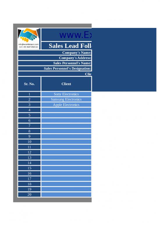 picture_Excel Sheet Download 31465 | Sales Lead Follow Up Planner