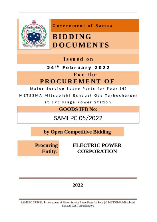 picture Table Of Contents Template Word Free Download 29702 | Samepc 05 2022 Sbd Procurement Of Major Service Spare Parts Turbocharger Fiaga Final