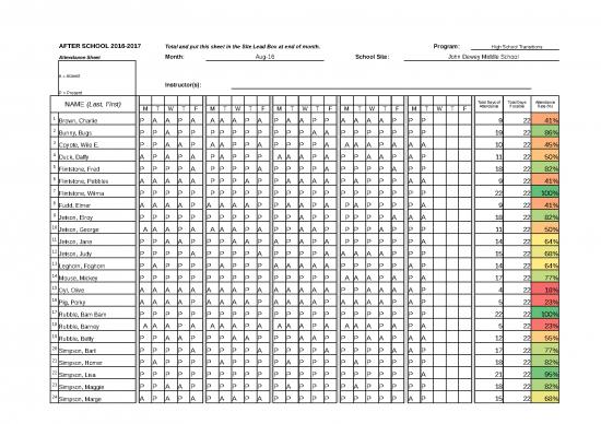 picture Excel Sheet Download 31303 | Sample Attendance Tracking Workbook