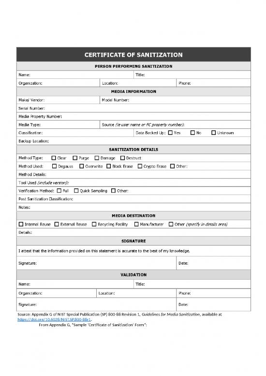 Certificate Word Format 30095 Sample Certificate Of Sanitization