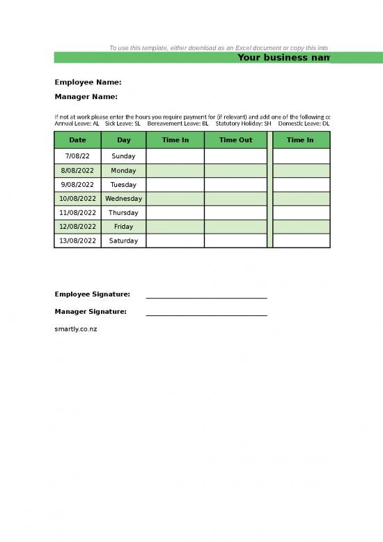 picture Excel Sheet Download 30930 | Smartly Weekly Timesheet Template   Editable
