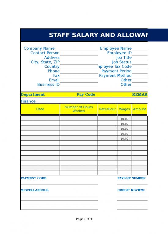 picture Free Payslip Template Excel 31086 | Staff Salary And Allownace Template