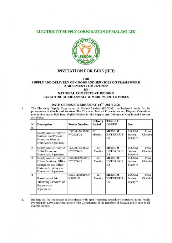 picture Agreement Sample 29815 | Supply And Delivery Of Goods And Services On Framework   Esc 011 Air Ticketing Services