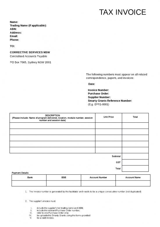 picture Gst Word Format 30347 | Tax Invoice Registered For Gst