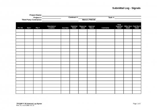 picture Contractor Submittal Template Excel 31595 | Tpcqmp F 29 Submittallog Signalsrev00