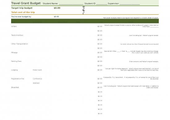 picture Excel Sheet Download 30838 | Travel Grant Budget Worksheet 2