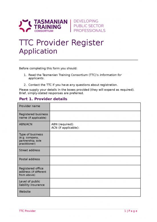 picture_Business Spread Sheet 29970 | Ttc Provider Register Application Form