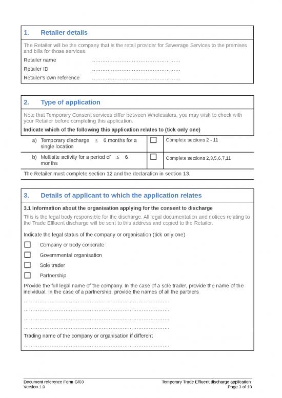 Temporary Discharge Application G03 Form