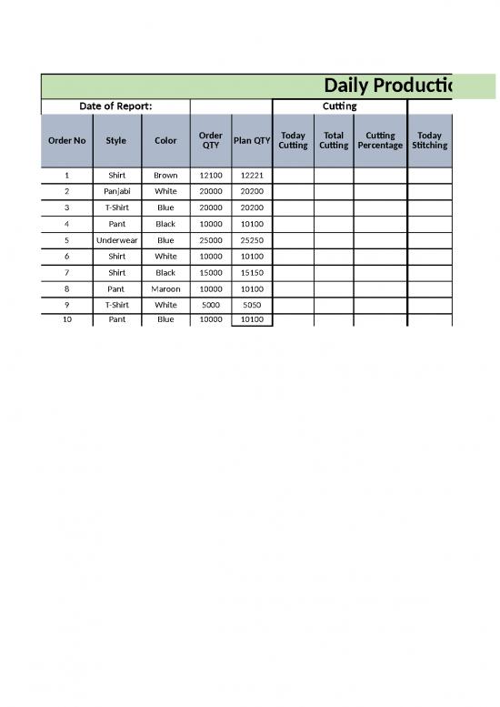 picture Daily Production Excel Sheet 32816 | 05 05 22 Production Report