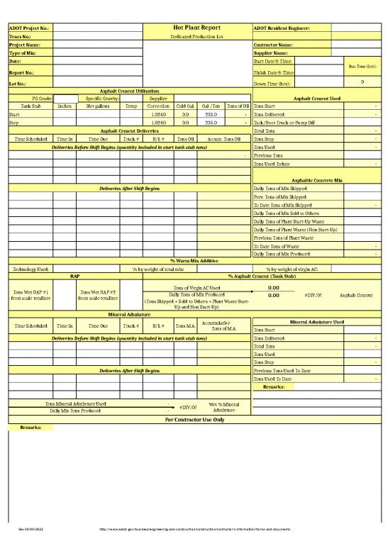 picture Excel Project Report Format 32351 | Adot Master Hot Plant Report