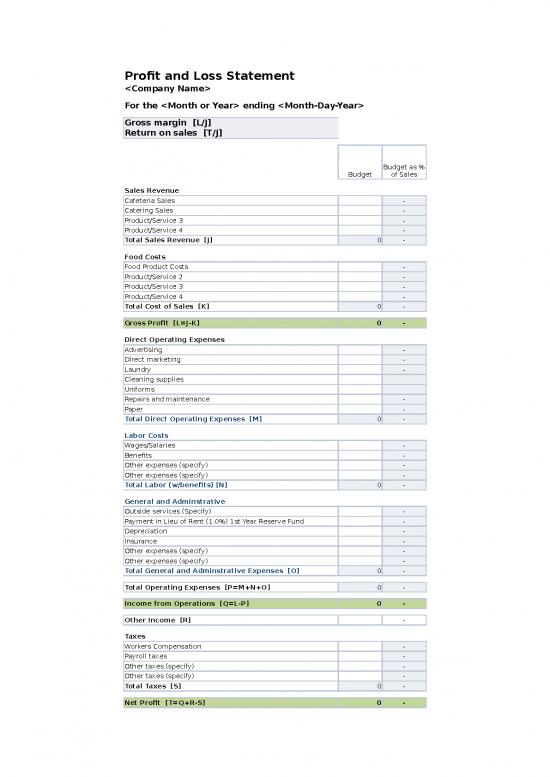 picture Sales Template Excel Free Download 32498 | Attachment 12  Profit Loss Statement