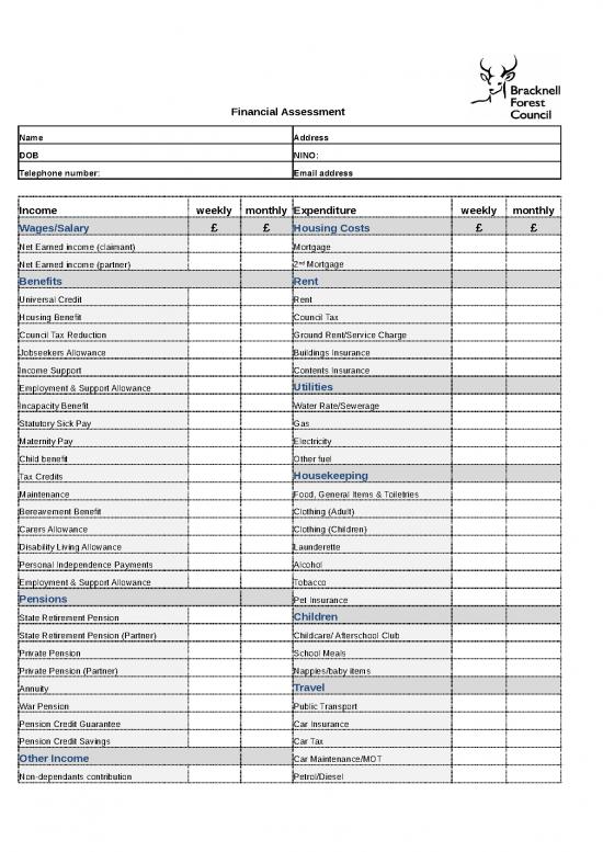 picture Income And Expenditure Template 33446 | Benefits Financial Assessment