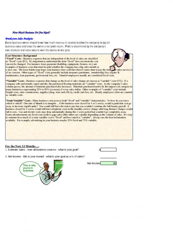 picture Spreadsheet For Expenses 33663 | Break Even Sales Analysis Tool