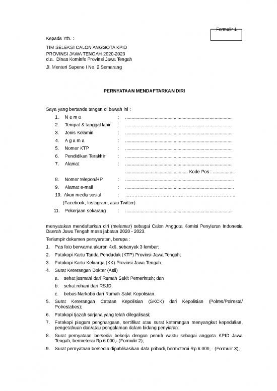 Form 1 Formulir Pendaftaran