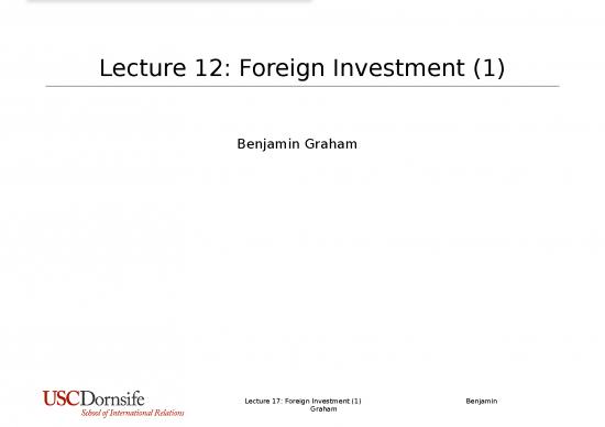 picture Investment Powerpoint Template 31806 | Graham    Ir213 Lecture 12    Foreign Investment 1