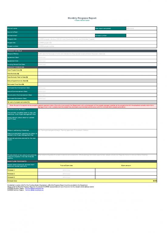 picture Construction Template Excel 33737 | Monthly Progress Report General Use