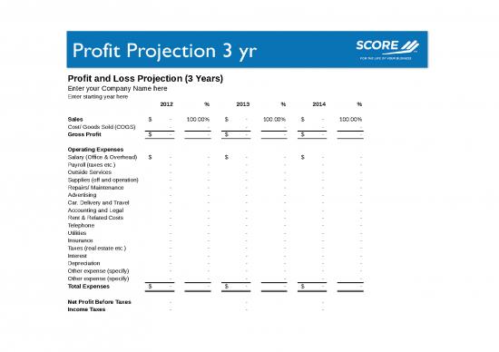 picture Contoh Presentasi Business Plan 32599 | Profit Projection 3yr 0 1