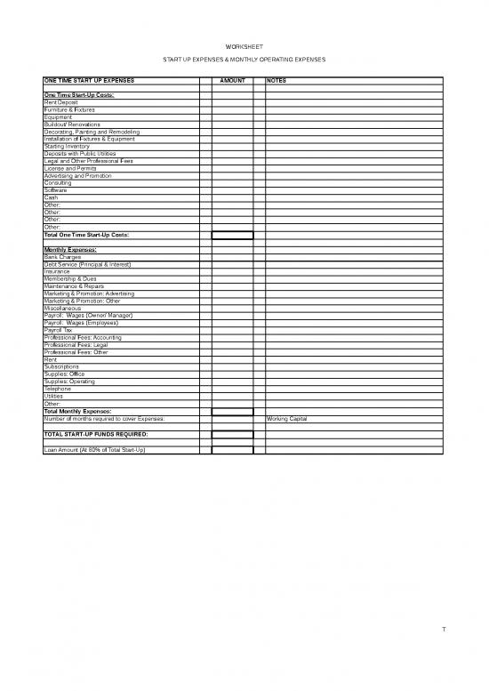 picture Spreadsheet For Expenses 32962 | Start Up Expenses Worksheet