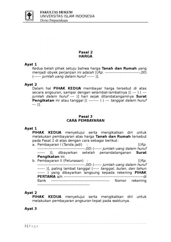 Contoh Surat Perjanjian Pengikat Jual Beli Tanah Dan Bangunan Fh Uii