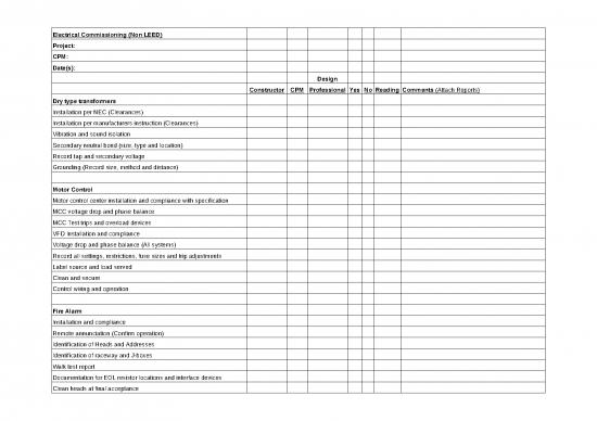 Balance Sheet Excel 33265 | Electrical Commissioning Checklist Non Leed