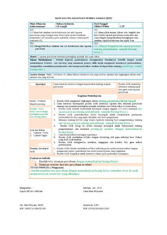 picture Contoh Teks Laporan Percobaan 34245 | Adiwiyata   Rpp Ind Kelas  Pengolahan Sampah Bu Darwati 2020