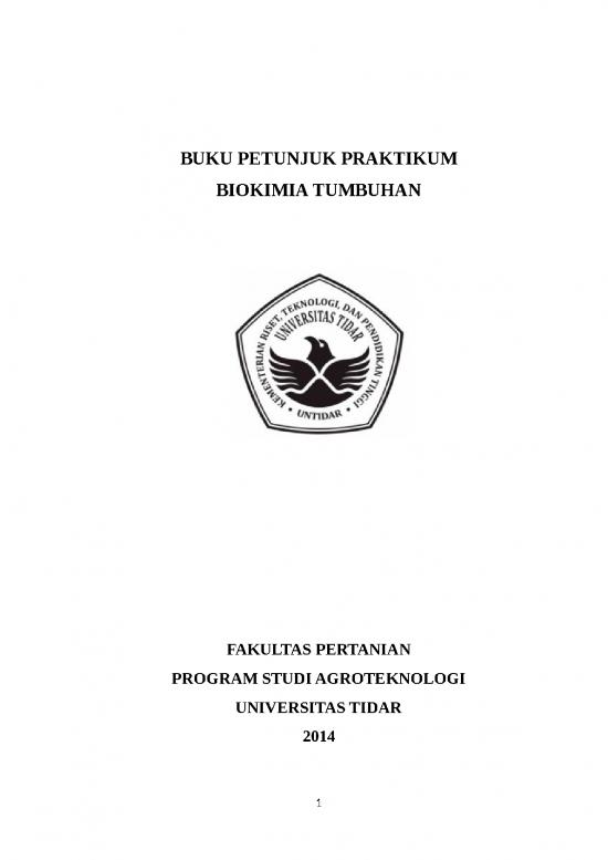 Buku Petunjuk Praktikum Biokimia Tumbuhan