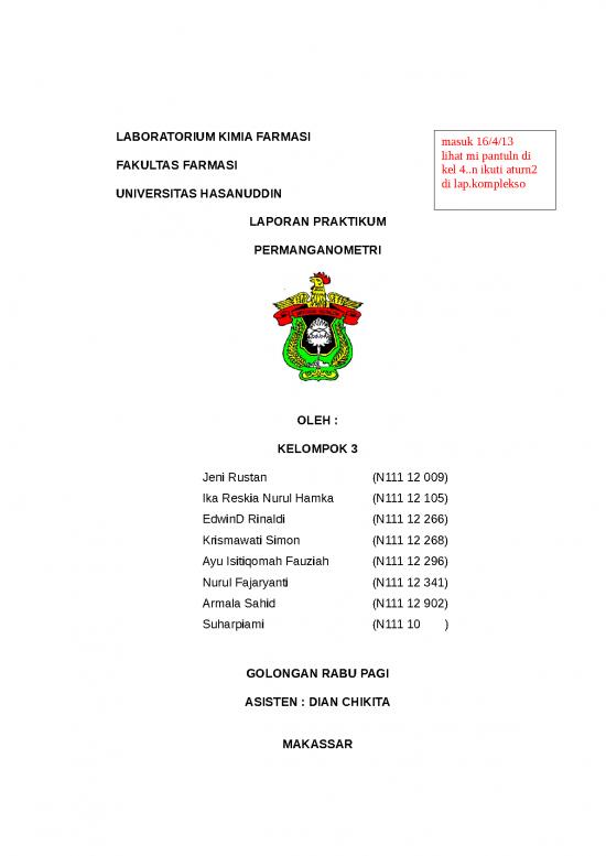 picture Laporan Permanganometri 34350 | Permanganometri