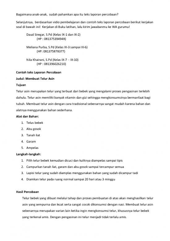 picture Contoh Teks Laporan Percobaan Id 34247 | Soal  Indo Kls 9 Pert 1 picture Contoh Teks Laporan Percobaan Id 34247 | Soal  Indo Kls 9 Pert 1